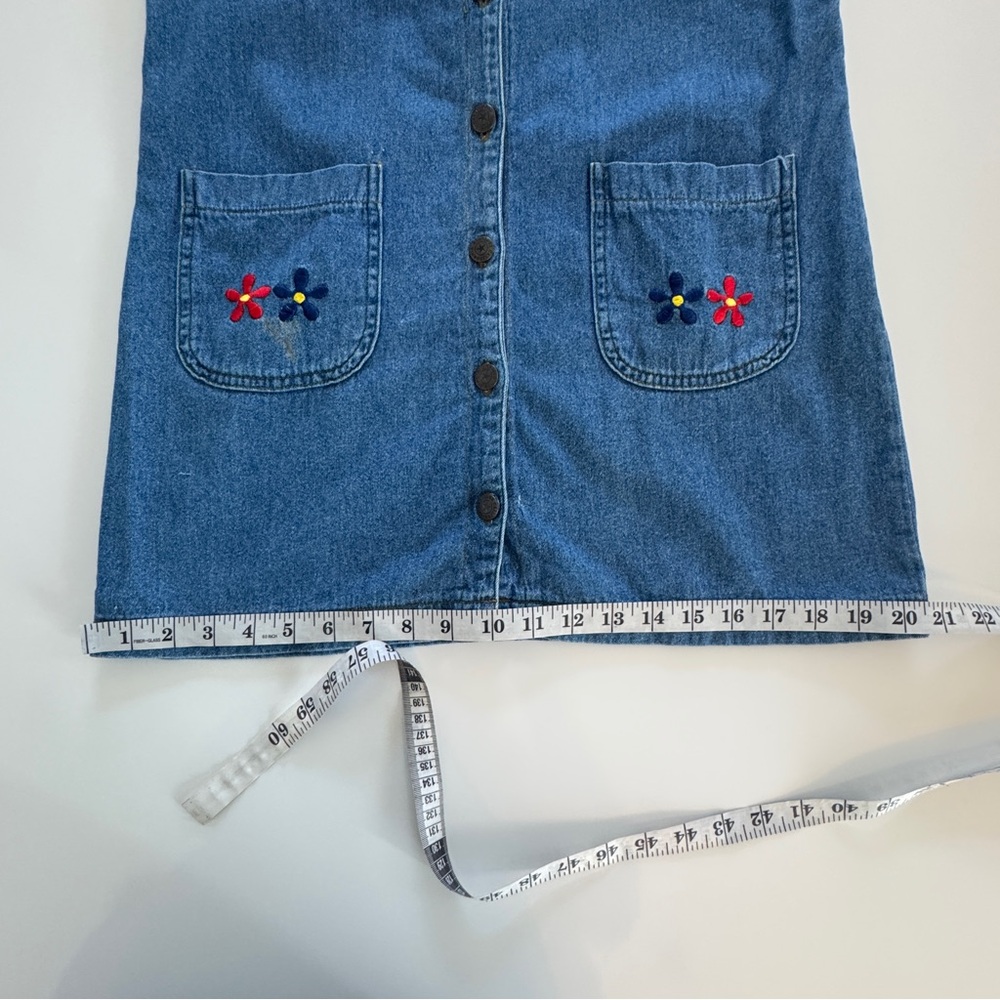 90s Y2K VTG California Concepts Denim Button Front Jumper  Floral Embroider - Picture 8 of 12
